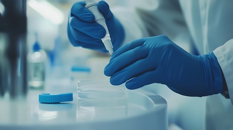 Close up of a person working in a lab