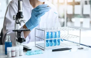Close up of a person working in a lab