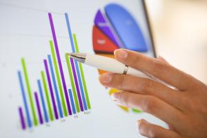 Picture showing financial graphs and pie charts