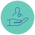 Icon of a hand palm and a patient