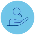 Icon of an hand palm with the search icon