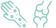 Icon representing a hand and bones