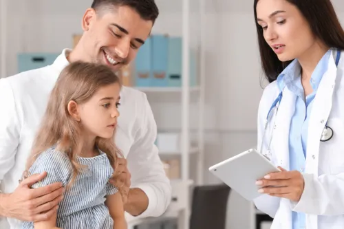 Picture of a little girl having a doctor's appointment