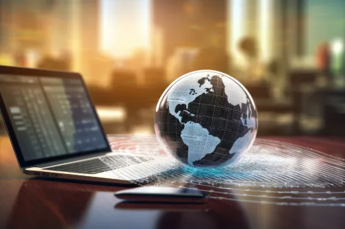 Picture of a globe on a computer