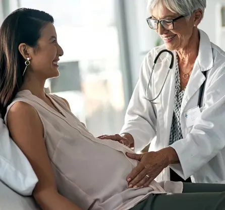 Picture of a pregnant woman having an appointment with her doctor