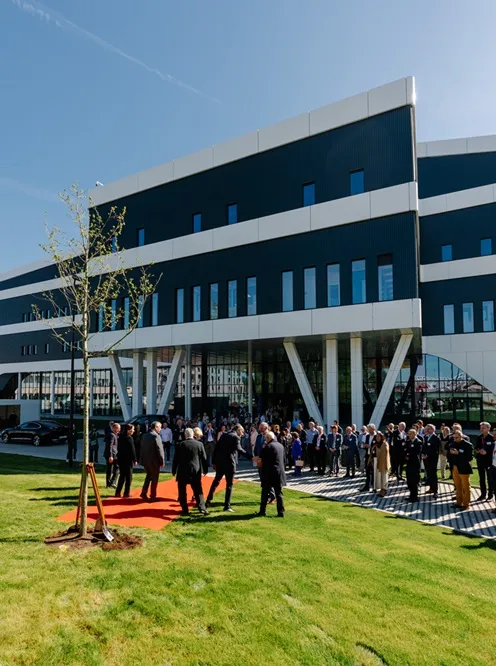 Picture of the tree planting ceremony during the inauguration of the new gene therapy facility in Braine-l'Alleud, Belgium